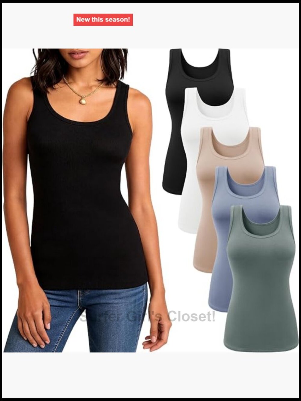 5 Pack Tank Tops for Women Scoop Neck Sleeveless Basic Undershirts